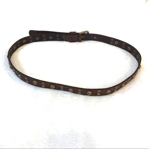 Women’s Brown Leather Belt with Brass Studs XL - Picture 4 of 7